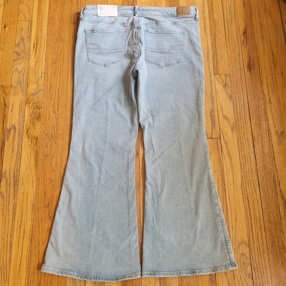 American Eagle Super Lowrise Flare Stretch Light Blue Flared Women Jeans Size 14 - Picture 2 of 14